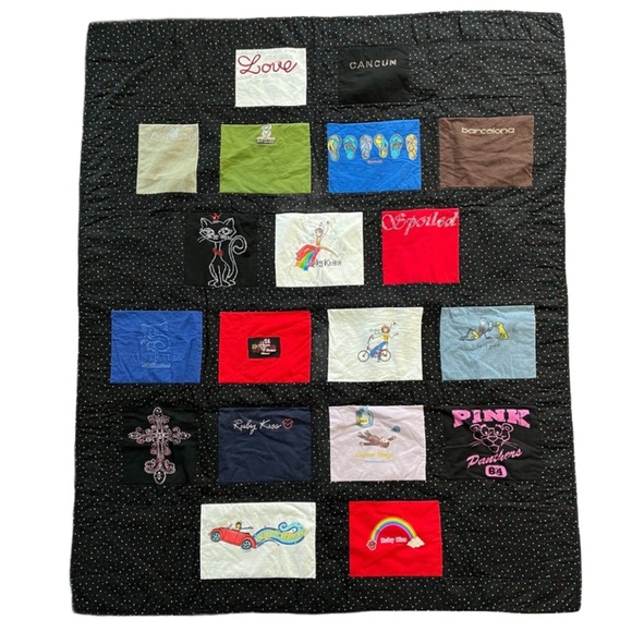 Custommade Quilt to preserve T-shirt logos collected globally - 48”x60” - Picture 1 of 9